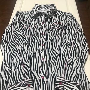 Cruel Girl- Zebra print Show button up top- Large